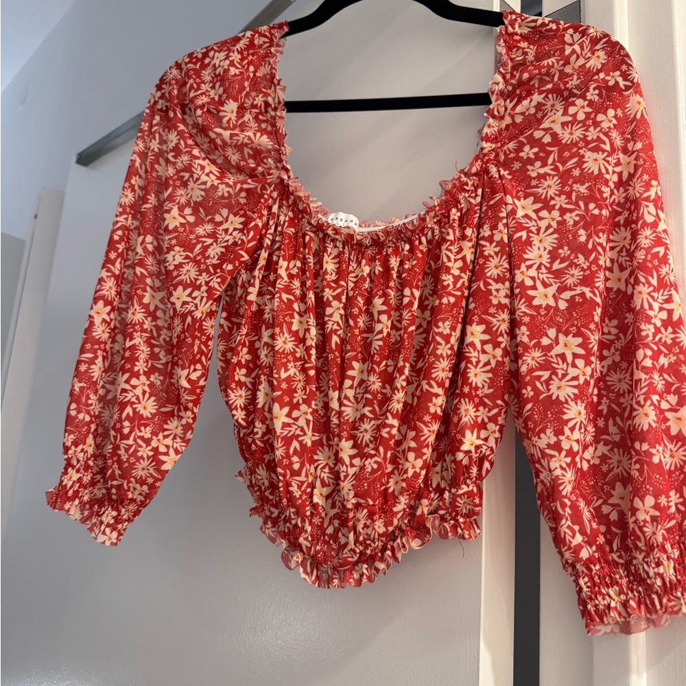 Top Shop Red Floral Top